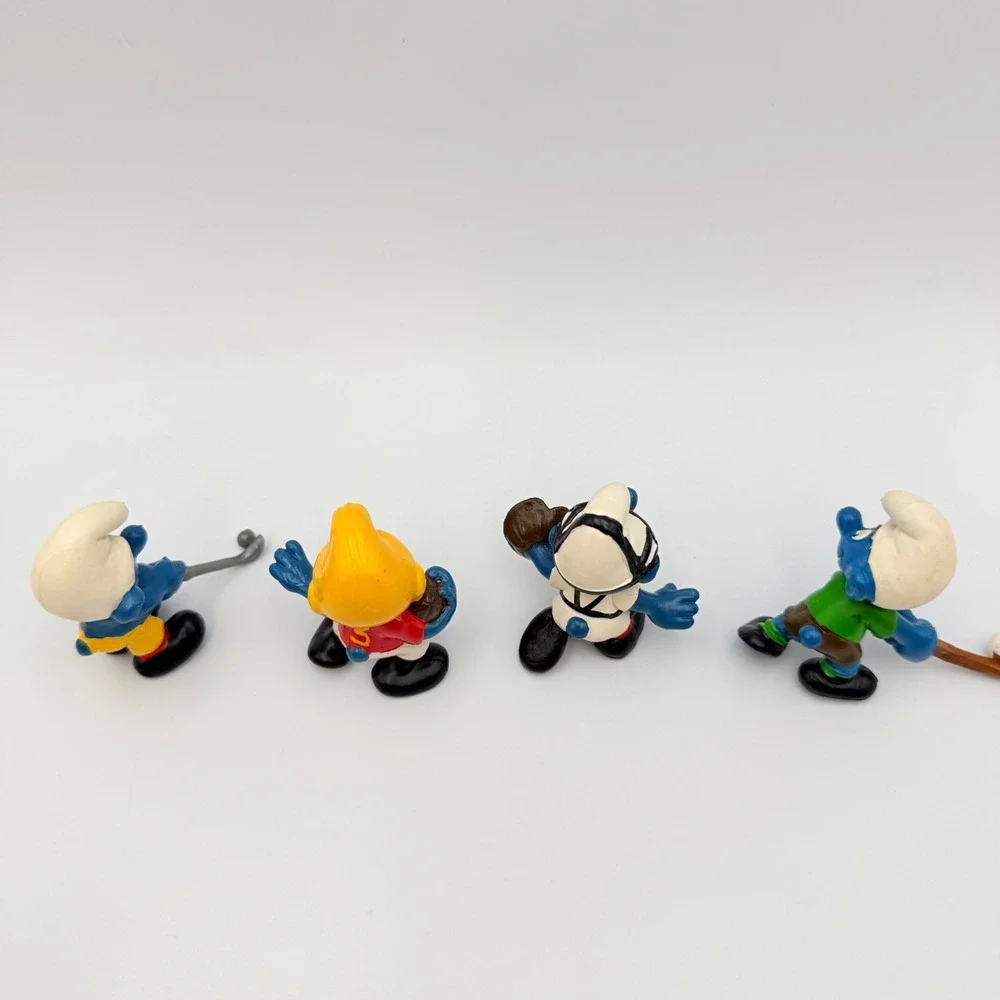 Vintage Schleich Smurfs Sports Figures Lot 1980 1981 Golf Football Baseball PVC